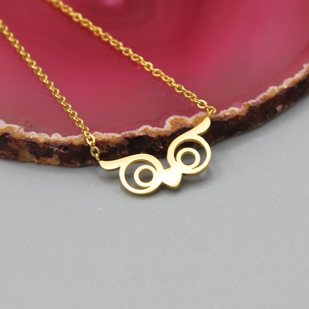 Jewelry necklace owl bird animal forest gold tone dainty adorable cute fashion